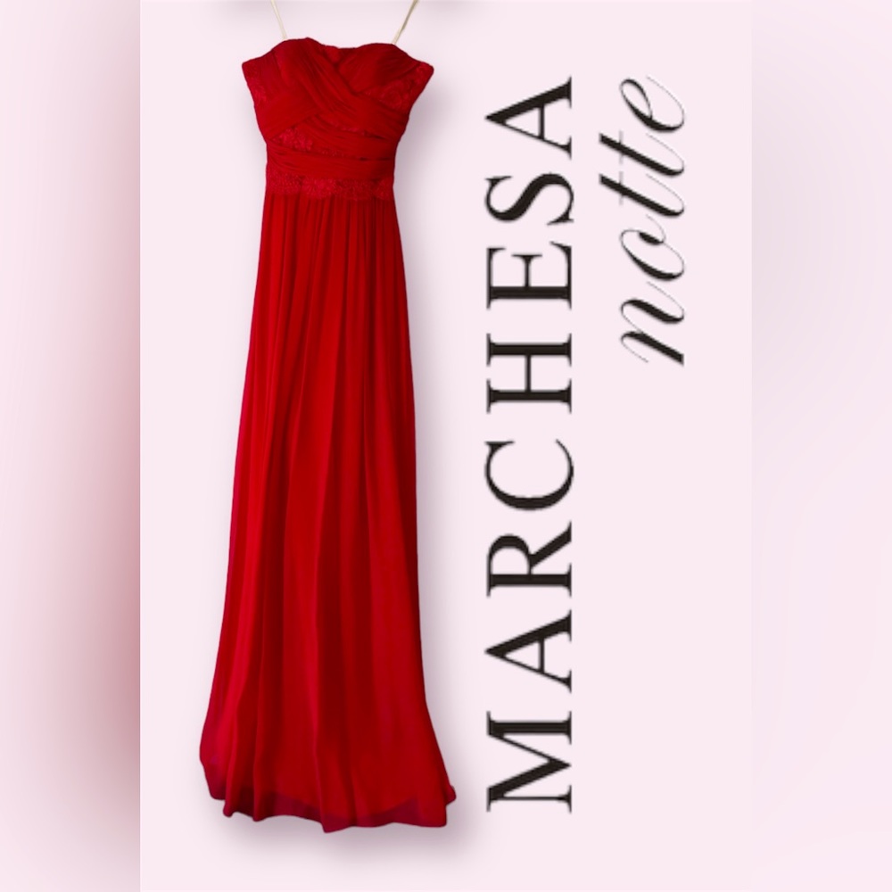 Marchesa Notte Red Silk Gown